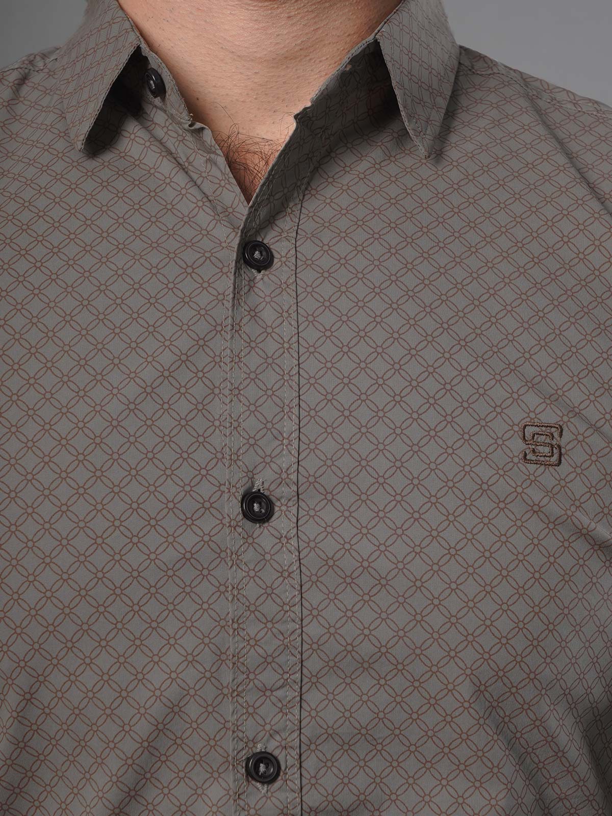 Brown Printed Casual Shirt (CSP-142)