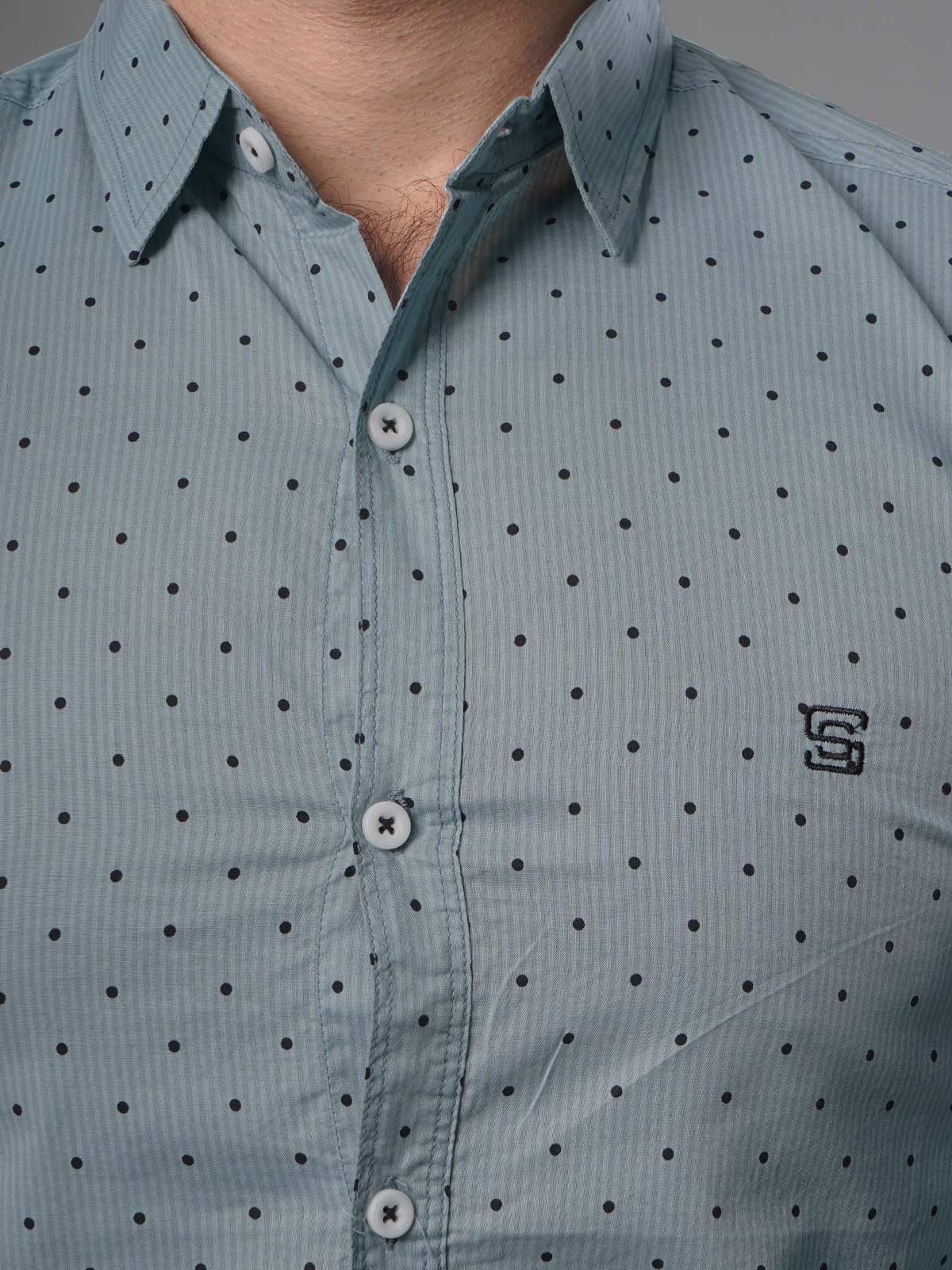 Bluish Grey Printed Casual Shirt (CSP-143)