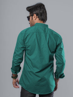 Dark Turquoise Designer Printed Casual Shirt (CSP-146)