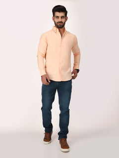 Light Peach Self Button Down Casual Shirt (CSW-286)