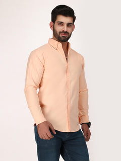 Light Peach Self Button Down Casual Shirt (CSW-286)