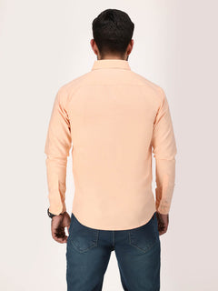 Light Peach Self Button Down Casual Shirt (CSW-286)