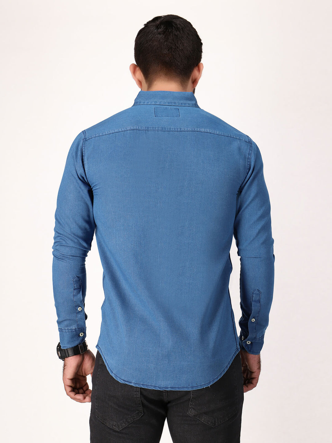 Blue Self Button Down Casual Shirt (CSW-304)