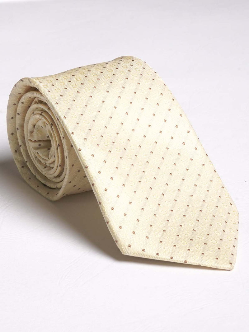 Cream With Square Print Tie (TIE-555)