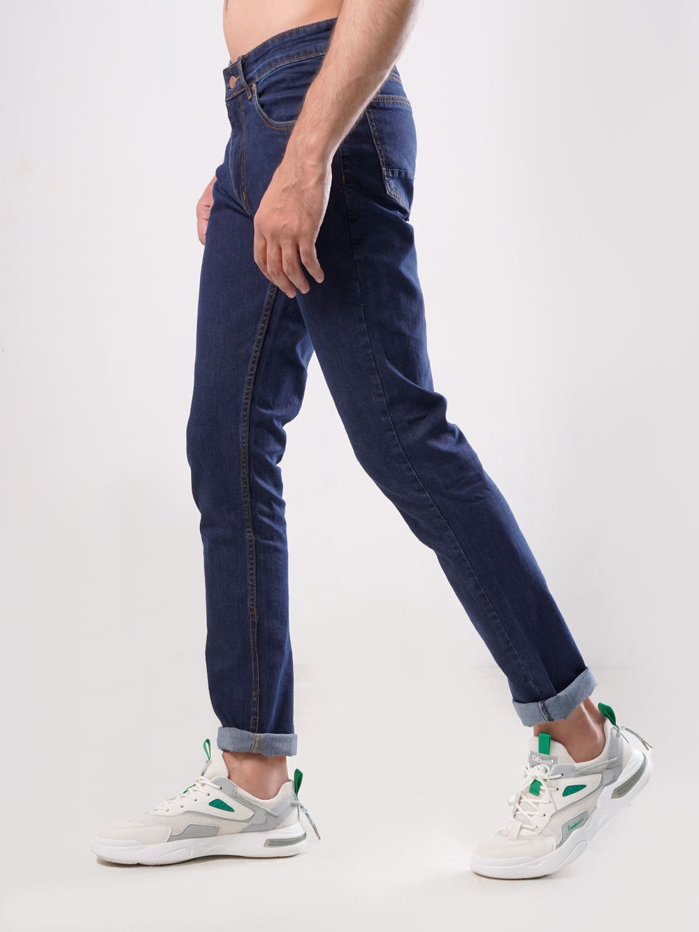 Dark Blue Plain Stretchable Denim Jeans-26