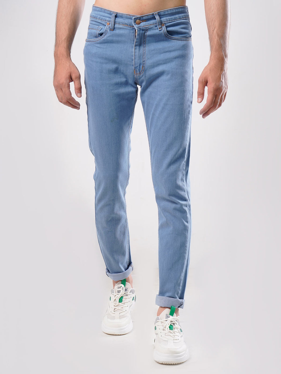 Light Blue Plain Stretchable Denim Jeans-26