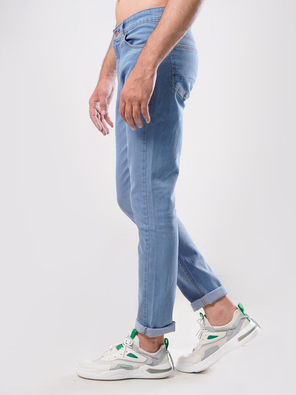 Light Blue Plain Stretchable Denim Jeans-26