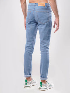 Light Blue Plain Stretchable Denim Jeans-26