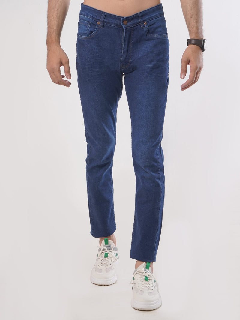 Dark Blue Faded Stretchable Denim Jeans-31