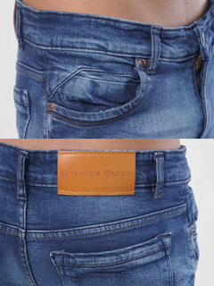 Blue Faded Stretchable Denim Jeans-32