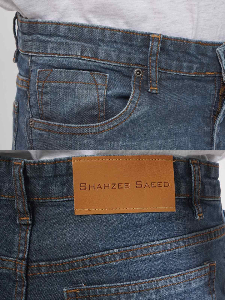 Dark Blue Faded Stretchable Denim Jeans-33