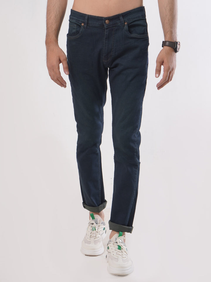 Navy Blue Faded Stretchable Denim Jeans-31