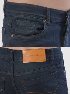 Navy Blue Faded Stretchable Denim Jeans-31