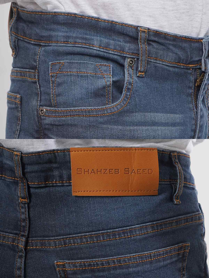 Navy Blue Faded Stretchable Denim Jeans-33