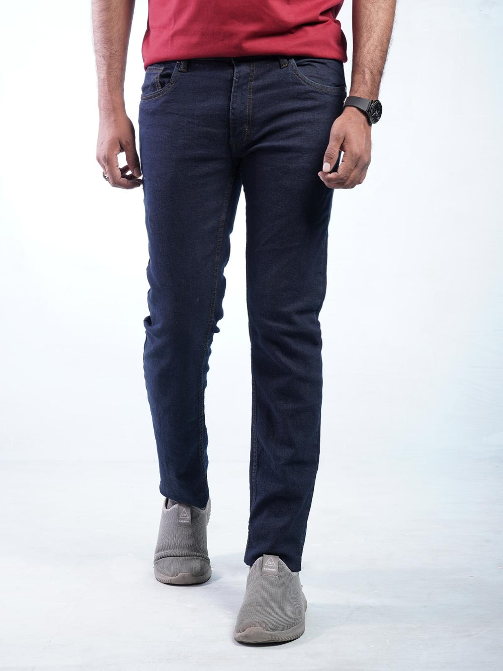 Navy Blue Plain Stretchable Denim Jeans-25