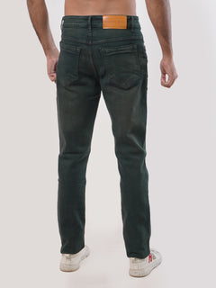 Dark Green Faded Stretchable Denim Jeans-32