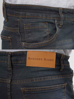 Dark Green Faded Stretchable Denim Jeans-33