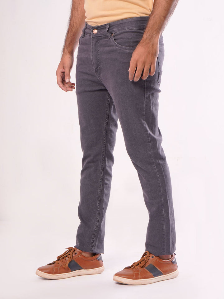 Dark Grey Plain Stretchable Denim Jeans-27