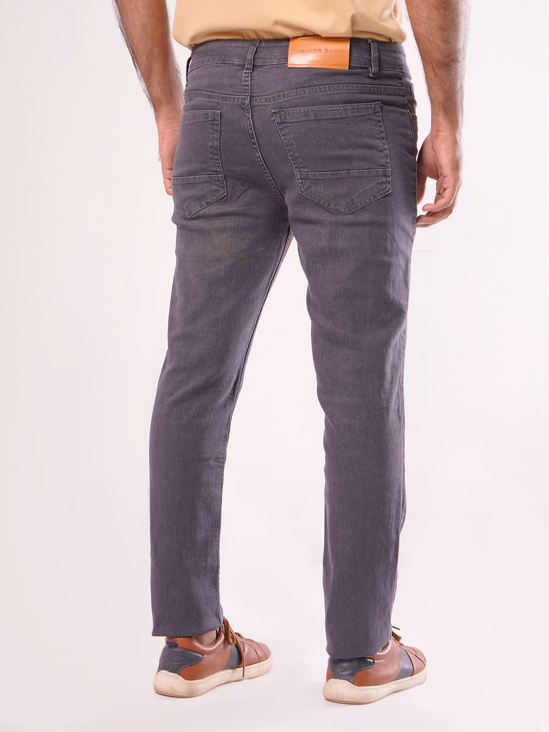 Dark Grey Plain Stretchable Denim Jeans-27