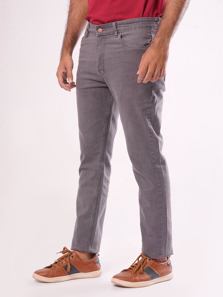 Grey Plain Stretchable Denim Jeans-27