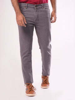 Grey Plain Stretchable Denim Jeans-27