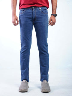 Mid Blue Plain Stretchable Denim Jeans-25