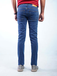 Mid Blue Plain Stretchable Denim Jeans-25