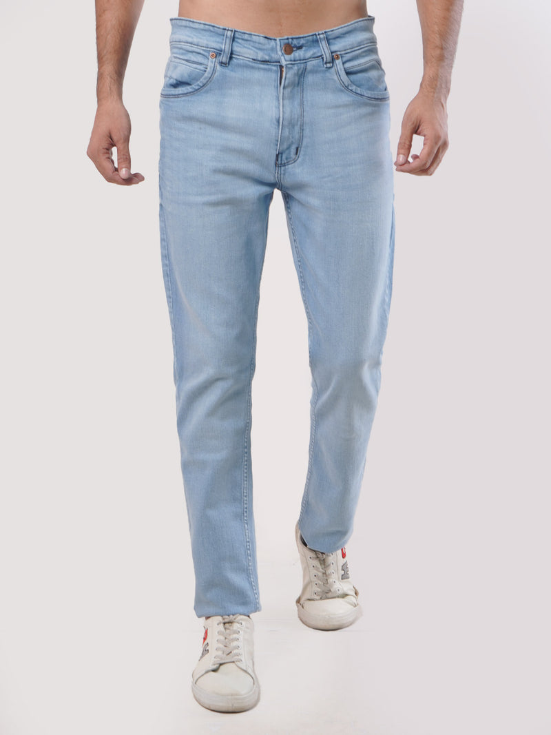 Sky Blue Faded Stretchable Denim Jeans-32