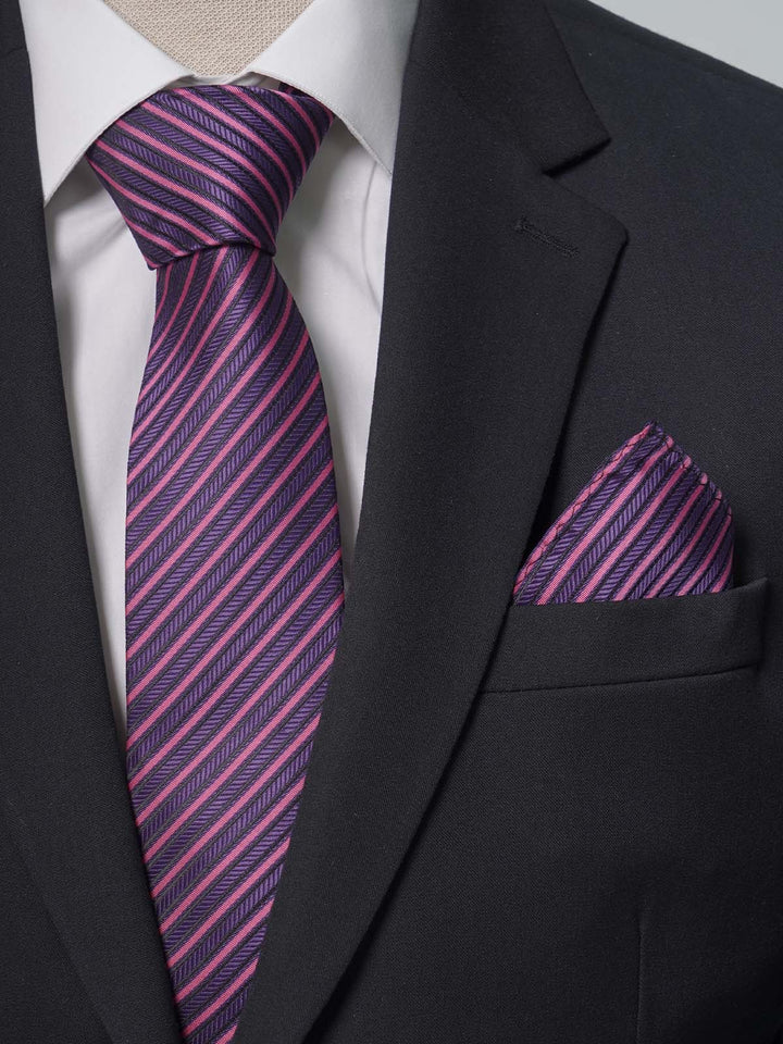 Dark Purple Multi Striped Tie Set (TS-216)