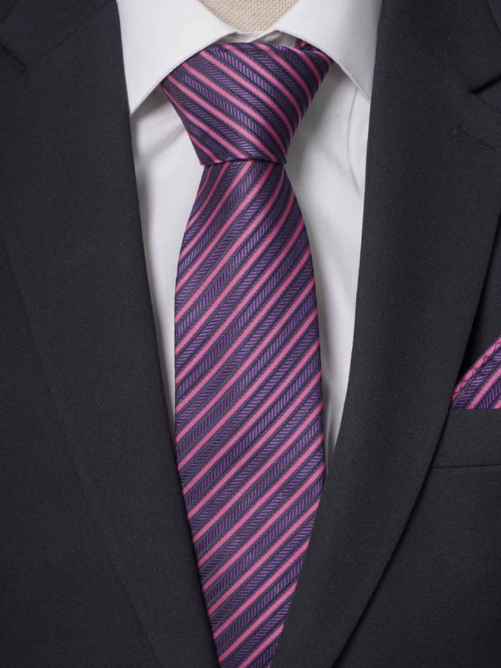 Dark Purple Multi Striped Tie Set (TS-216)