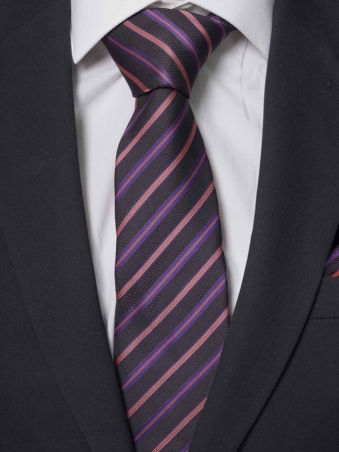 Dark Purple Multi Striped Tie Set (TS-217)