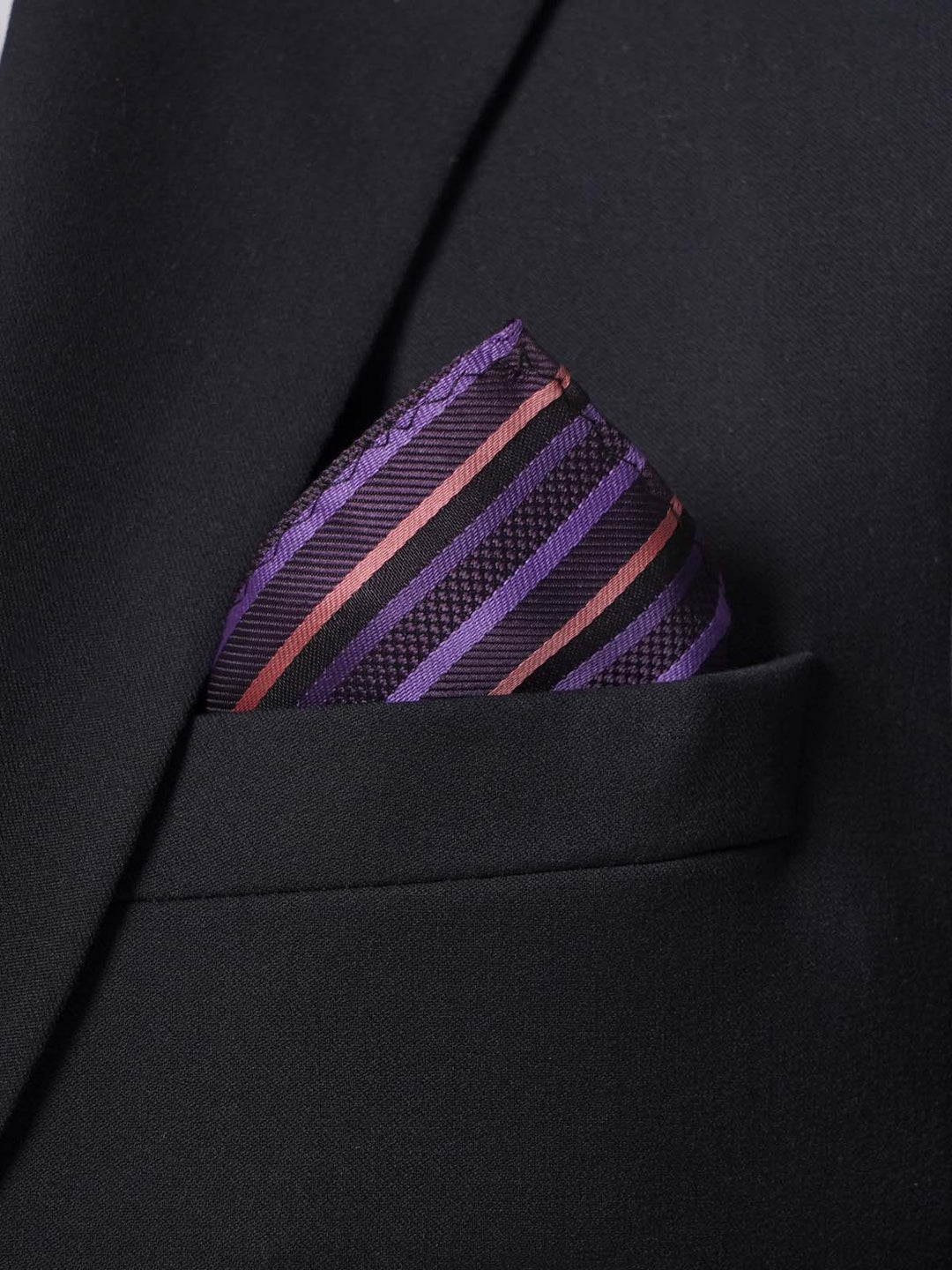 Dark Purple Multi Striped Tie Set (TS-217)