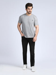 Charcoal Grey Plain Stretchable Denim Jeans-25