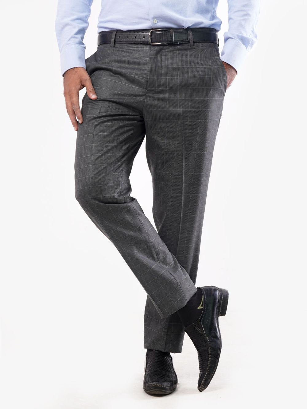 Dark Grey Self Check Executive Formal Dress Trouser (FDT-042)