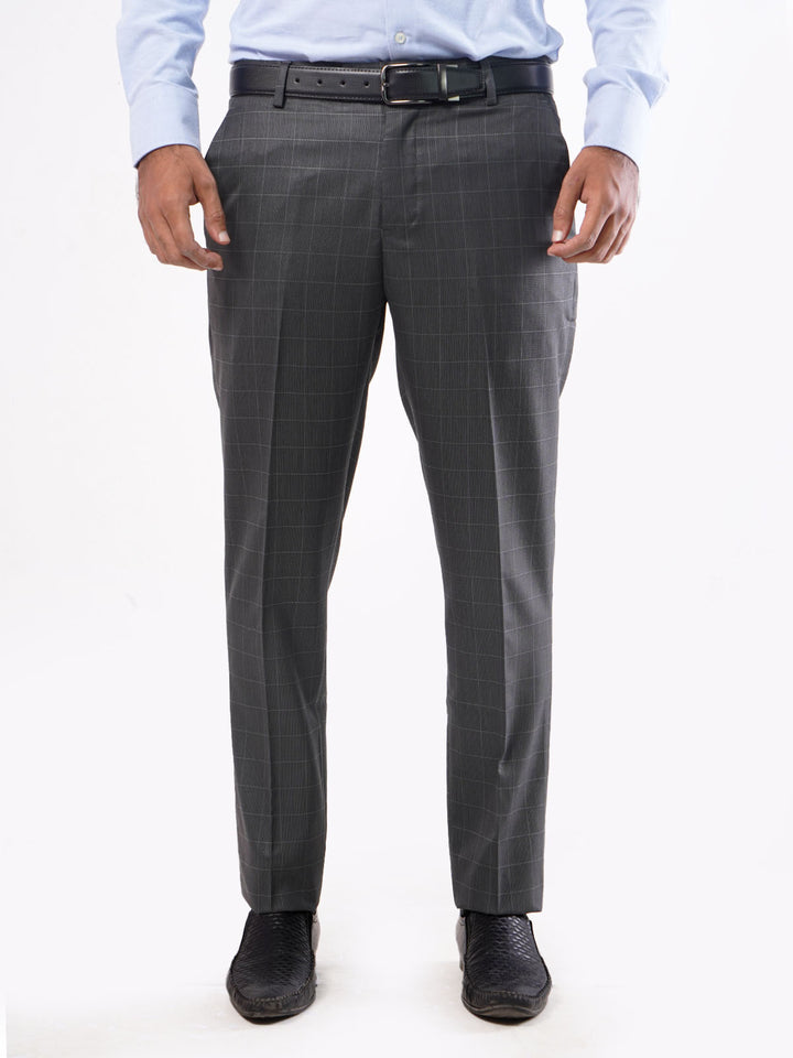 Dark Grey Self Check Executive Formal Dress Trouser (FDT-042)