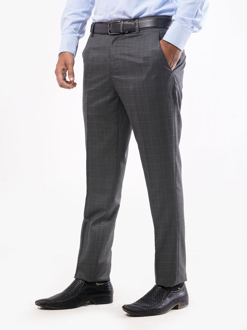 Dark Grey Self Check Executive Formal Dress Trouser (FDT-042)