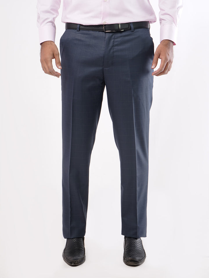 Dark Blue Self Check Executive Formal Dress Trouser (FDT-045)