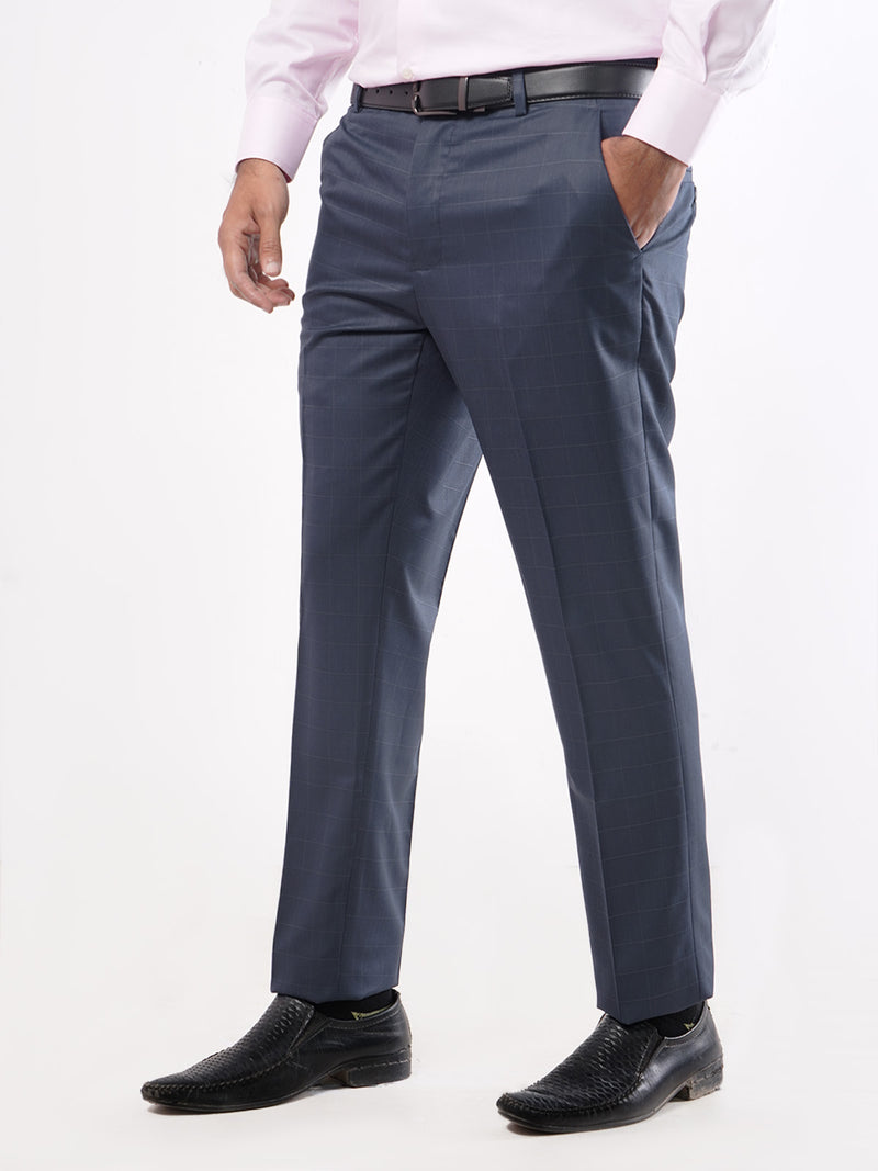 Dark Blue Self Check Executive Formal Dress Trouser (FDT-045)