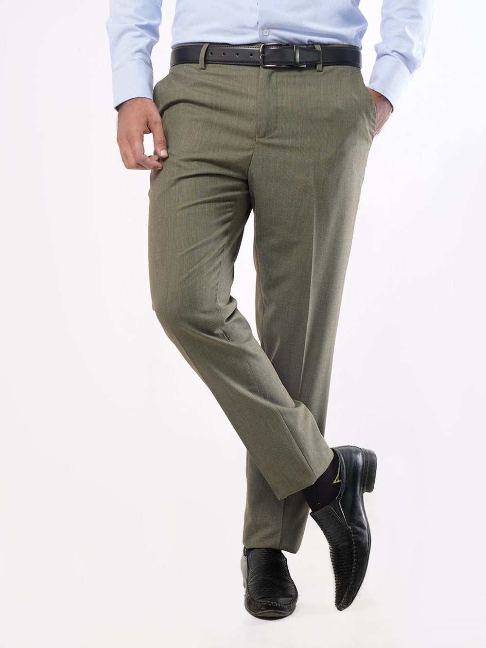 Olive Green Self Executive Formal Dress Trouser (FDT-039)