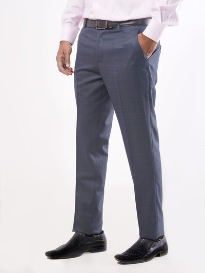 Dark Blue Self Check Executive Formal Dress Trouser (FDT-041)