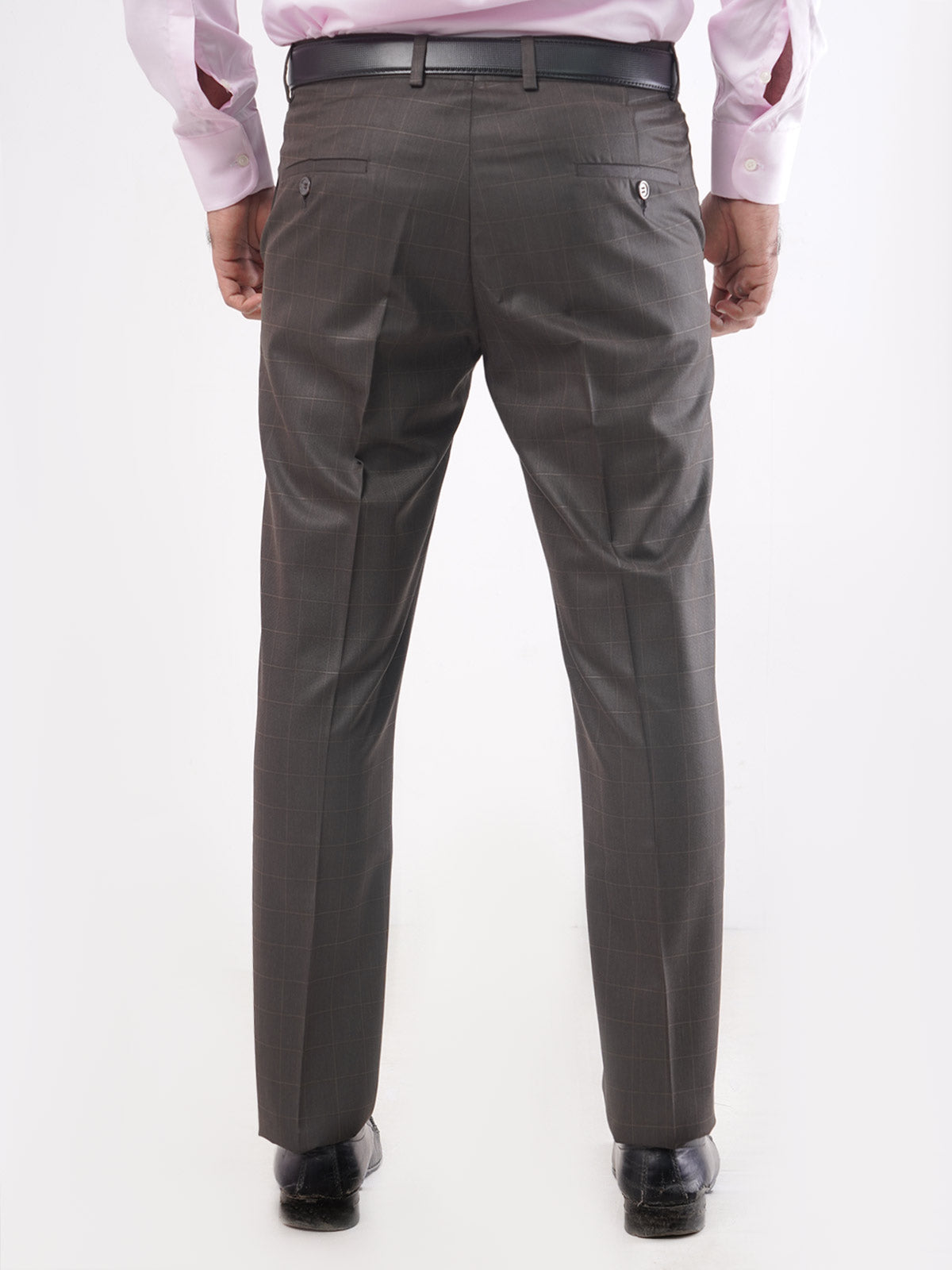 Dark Brown Self Check Executive Formal Dress Trouser (FDT-043)