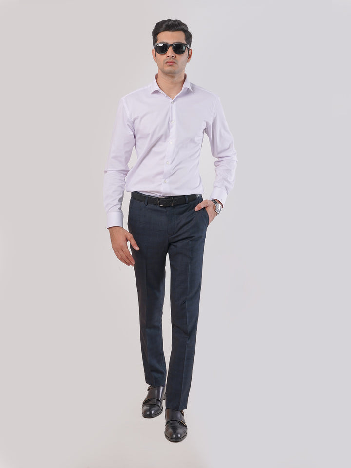 Dark Blue Self Check Executive Formal Dress Trouser (FDT-057)