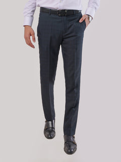 Dark Blue Self Check Executive Formal Dress Trouser (FDT-057)