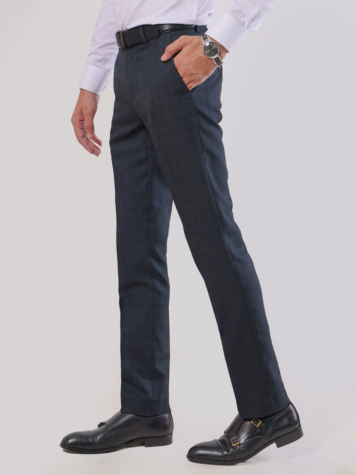 Dark Blue Self Check Executive Formal Dress Trouser (FDT-057)