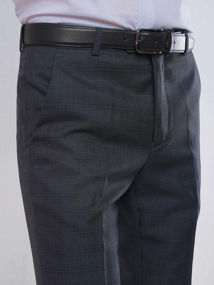 Dark Blue Self Check Executive Formal Dress Trouser (FDT-057)