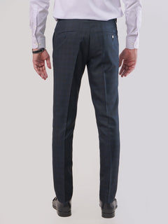 Dark Blue Self Check Executive Formal Dress Trouser (FDT-057)