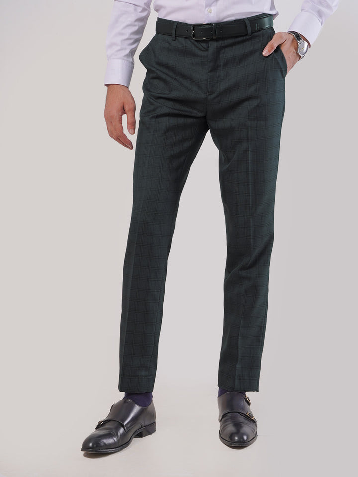 Dark Green Self Check Executive Formal Dress Trouser (FDT-059)