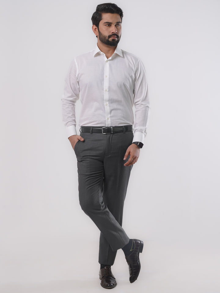 Dark Grey Self Formal Regular Fit Dress Trouser (FDT-091)