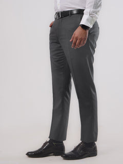 Dark Grey Self Formal Regular Fit Dress Trouser (FDT-091)