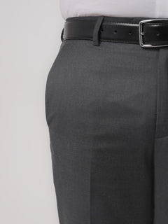 Dark Grey Self Formal Regular Fit Dress Trouser (FDT-091)